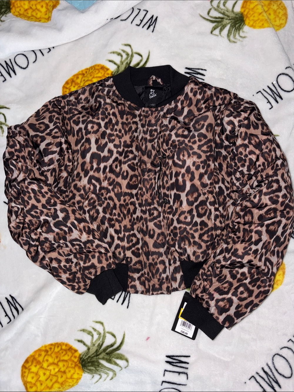 Leopard Print Bomber Jacket - girls Lightweight Coat